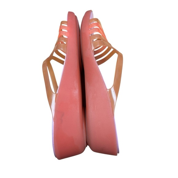CROCS Isabella Flat Mini Wedges Pink and Orange Sandals Women’s Sz 8 - Picture 4 of 9